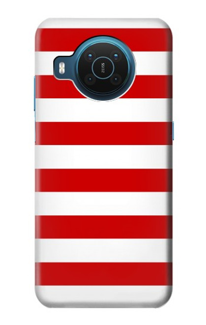 W2364 Red and White Striped Funda Carcasa Case y Caso Del Tirón Funda para Nokia X20