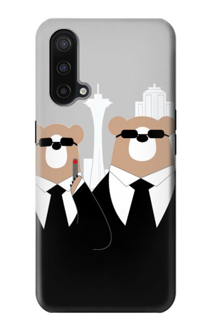 W3557 Bear in Black Suit Funda Carcasa Case y Caso Del Tirón Funda para OnePlus Nord CE 5G