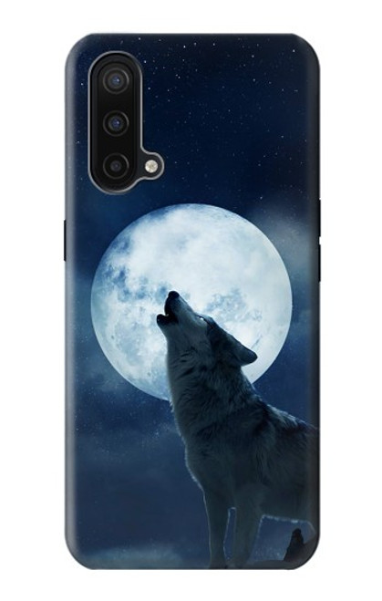 W3693 Grim White Wolf Full Moon Funda Carcasa Case y Caso Del Tirón Funda para OnePlus Nord CE 5G