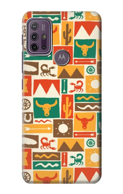 W1873 Western Pattern Funda Carcasa Case y Caso Del Tirón Funda para Motorola Moto G10 Power