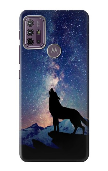 W3555 Wolf Howling Million Star Funda Carcasa Case y Caso Del Tirón Funda para Motorola Moto G10 Power