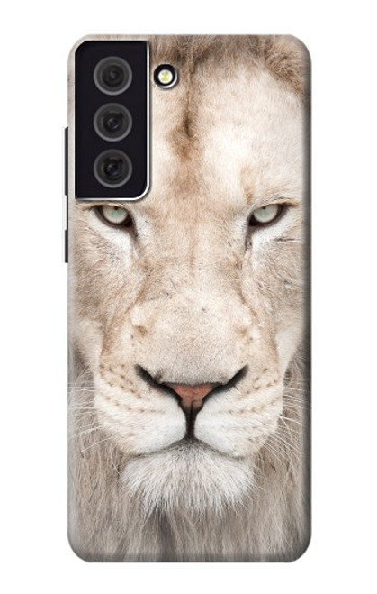 W2399 White Lion Face Funda Carcasa Case y Caso Del Tirón Funda para Samsung Galaxy S21 FE 5G