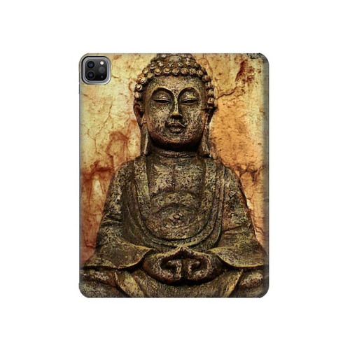 W0344 Buddha Rock Carving Funda Carcasa Case para iPad Pro 12.9 (2022,2021,2020,2018, 3rd, 4th, 5th, 6th)