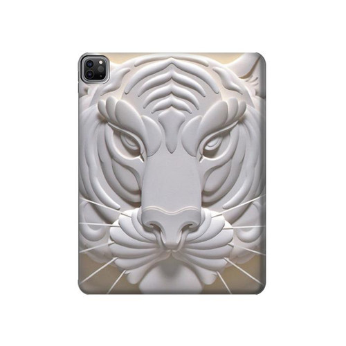 W0574 Tiger Carving Funda Carcasa Case para iPad Pro 12.9 (2022,2021,2020,2018, 3rd, 4th, 5th, 6th)