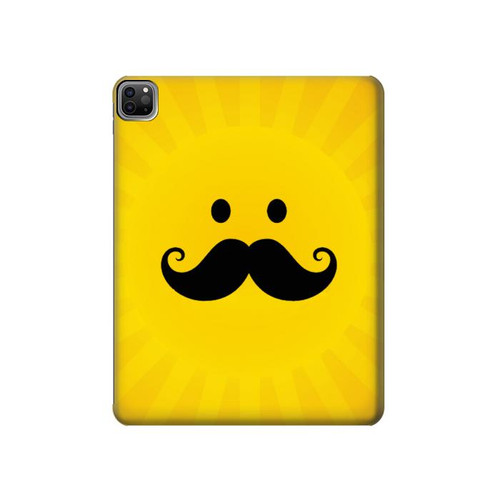 W1145 Yellow Mustache Sun Funda Carcasa Case para iPad Pro 12.9 (2022,2021,2020,2018, 3rd, 4th, 5th, 6th)