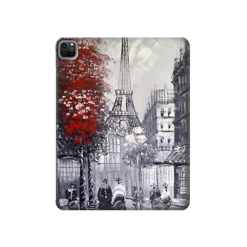 W1295 Eiffel Painting of Paris Funda Carcasa Case para iPad Pro 12.9 (2022,2021,2020,2018, 3rd, 4th, 5th, 6th)