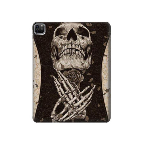 W1676 Skull Rose Funda Carcasa Case para iPad Pro 12.9 (2022,2021,2020,2018, 3rd, 4th, 5th, 6th)