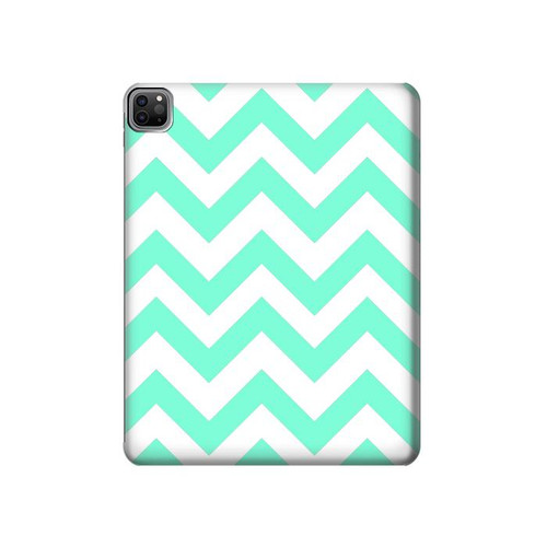 W1723 Mint Chevron Zigzag Funda Carcasa Case para iPad Pro 12.9 (2022,2021,2020,2018, 3rd, 4th, 5th, 6th)