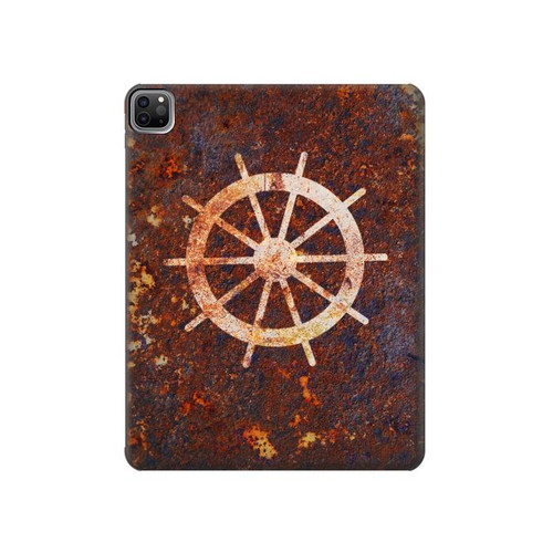 W2766 Ship Wheel Rusty Texture Funda Carcasa Case para iPad Pro 12.9 (2022, 2021, 2020, 2018), Air 13 (2024)