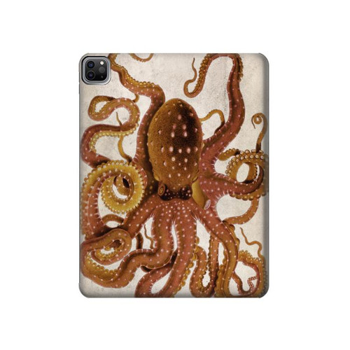 W2801 Vintage Octopus Funda Carcasa Case para iPad Pro 12.9 (2022,2021,2020,2018, 3rd, 4th, 5th, 6th)