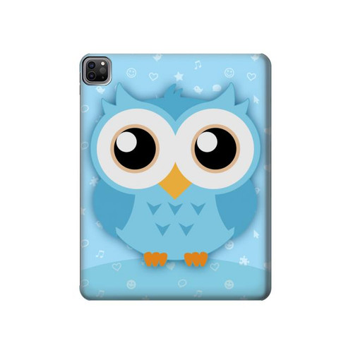 W3029 Cute Blue Owl Funda Carcasa Case para iPad Pro 12.9 (2022,2021,2020,2018, 3rd, 4th, 5th, 6th)