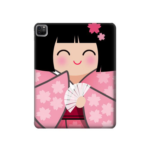 W3042 Japan Girl Hina Doll Kimono Sakura Funda Carcasa Case para iPad Pro 12.9 (2022, 2021, 2020, 2018), Air 13 (2024)
