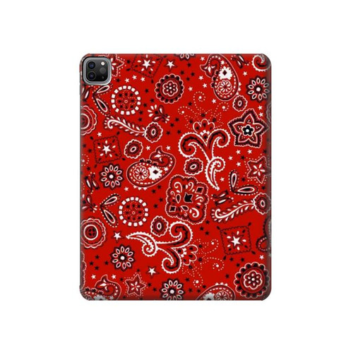 W3354 Red Classic Bandana Funda Carcasa Case para iPad Pro 12.9 (2022,2021,2020,2018, 3rd, 4th, 5th, 6th)
