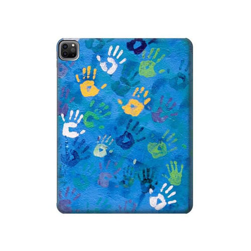 W3403 Hand Print Funda Carcasa Case para iPad Pro 12.9 (2022,2021,2020,2018, 3rd, 4th, 5th, 6th)