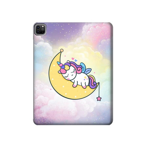 W3485 Cute Unicorn Sleep Funda Carcasa Case para iPad Pro 12.9 (2022,2021,2020,2018, 3rd, 4th, 5th, 6th)