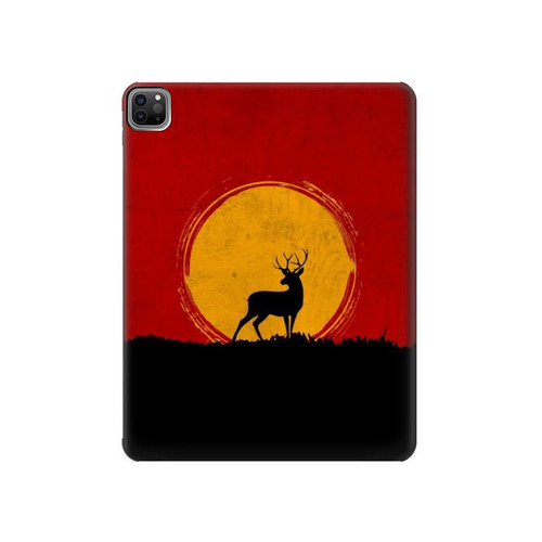 W3513 Deer Sunset Funda Carcasa Case para iPad Pro 12.9 (2022,2021,2020,2018, 3rd, 4th, 5th, 6th)