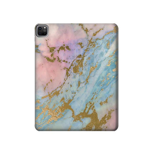 W3717 Rose Gold Blue Pastel Marble Graphic Printed Funda Carcasa Case para iPad Pro 12.9 (2022,2021,2020,2018, 3rd, 4th, 5th, 6th)