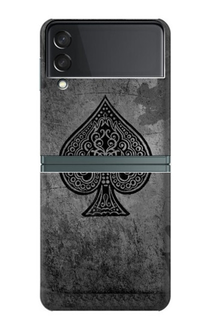 W3446 Black Ace Spade Hard Case For Samsung Galaxy Z Flip 3 5G