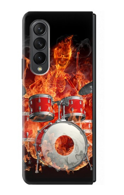 W1431 Skull Drum Fire Rock Hard Case For Samsung Galaxy Z Fold 3 5G