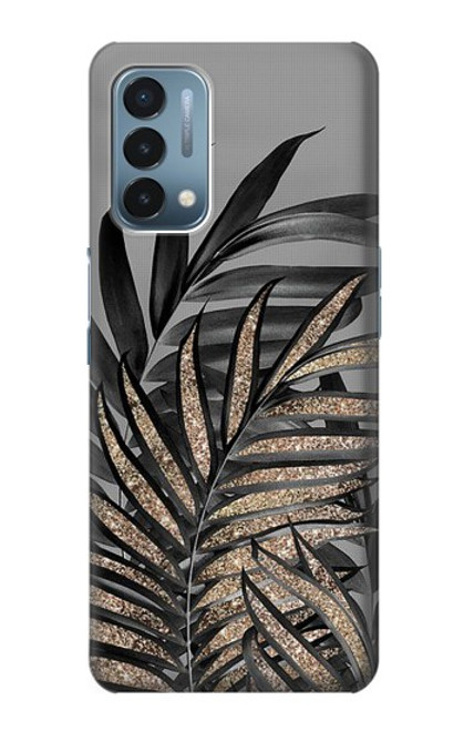 W3692 Gray Black Palm Leaves Funda Carcasa Case y Caso Del Tirón Funda para OnePlus Nord N200 5G