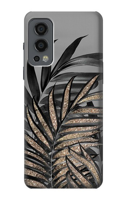 W3692 Gray Black Palm Leaves Funda Carcasa Case y Caso Del Tirón Funda para OnePlus Nord 2 5G