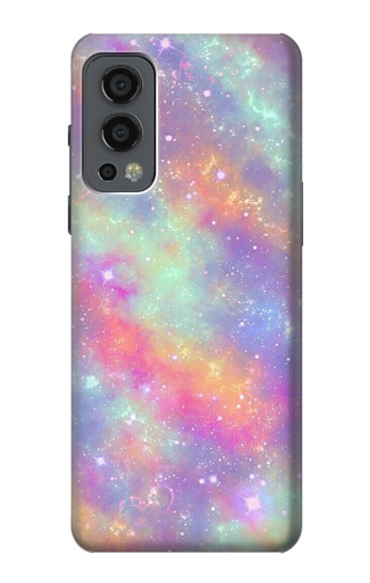 W3706 Pastel Rainbow Galaxy Pink Sky Funda Carcasa Case y Caso Del Tirón Funda para OnePlus Nord 2 5G