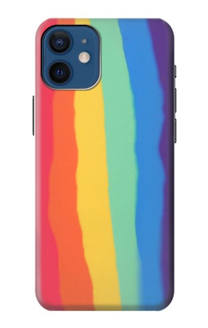 W3799 Cute Vertical Watercolor Rainbow Funda Carcasa Case y Caso Del Tirón Funda para iPhone 12 mini