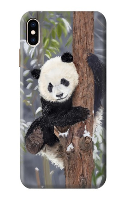 W3793 Cute Baby Panda Snow Painting Funda Carcasa Case y Caso Del Tirón Funda para iPhone XS Max