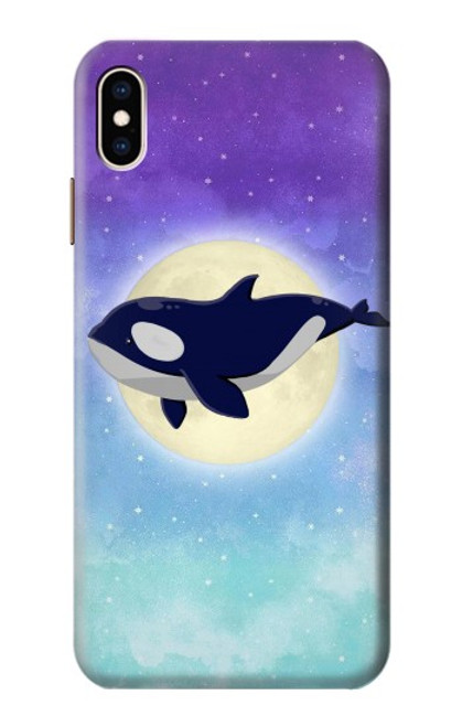 W3807 Killer Whale Orca Moon Pastel Fantasy Funda Carcasa Case y Caso Del Tirón Funda para iPhone XS Max
