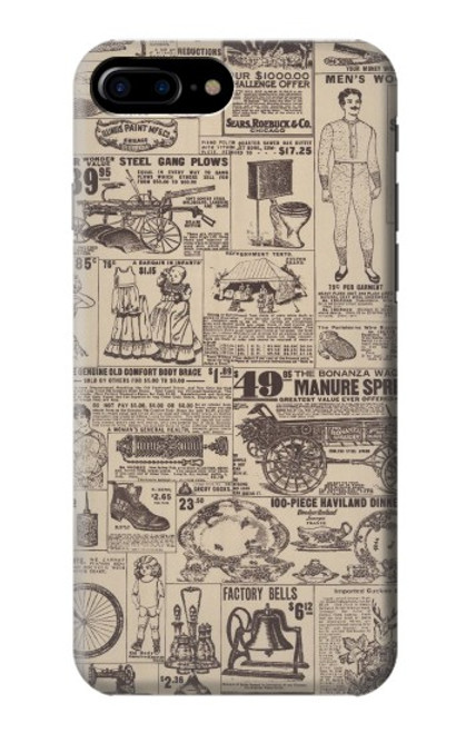 W3819 Retro Vintage Paper Funda Carcasa Case y Caso Del Tirón Funda para iPhone 7 Plus, iPhone 8 Plus