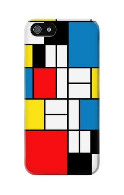 W3814 Piet Mondrian Line Art Composition Funda Carcasa Case y Caso Del Tirón Funda para iPhone 5 5S SE