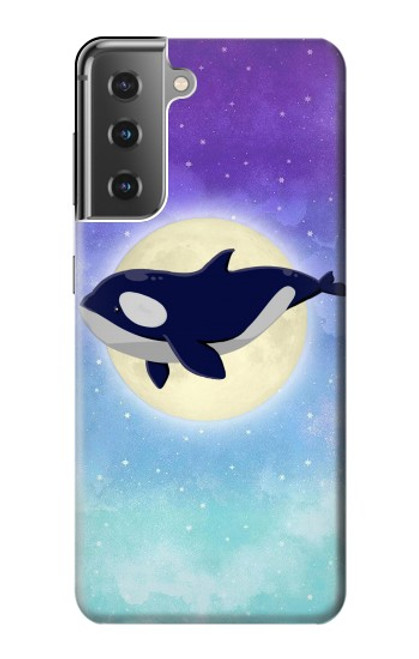 W3807 Killer Whale Orca Moon Pastel Fantasy Funda Carcasa Case y Caso Del Tirón Funda para Samsung Galaxy S21 Plus 5G, Galaxy S21+ 5G