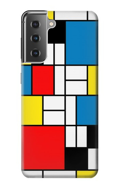 W3814 Piet Mondrian Line Art Composition Funda Carcasa Case y Caso Del Tirón Funda para Samsung Galaxy S21 Plus 5G, Galaxy S21+ 5G