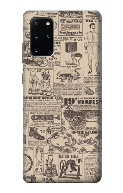 W3819 Retro Vintage Paper Funda Carcasa Case y Caso Del Tirón Funda para Samsung Galaxy S20 Plus, Galaxy S20+