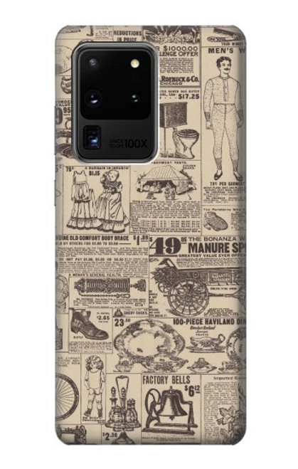 W3819 Retro Vintage Paper Funda Carcasa Case y Caso Del Tirón Funda para Samsung Galaxy S20 Ultra