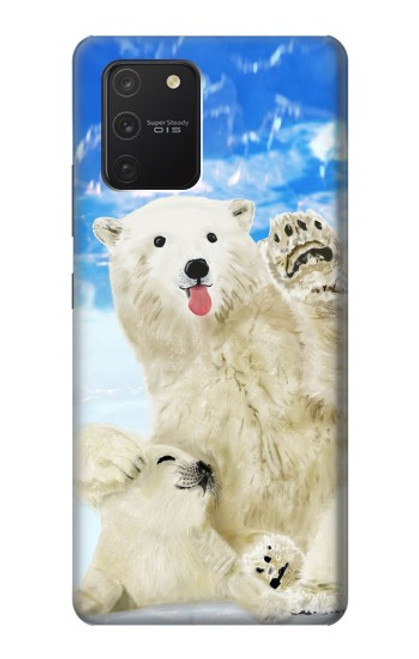 W3794 Arctic Polar Bear in Love with Seal Paint Funda Carcasa Case y Caso Del Tirón Funda para Samsung Galaxy S10 Lite