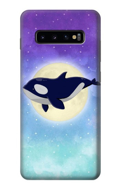 W3807 Killer Whale Orca Moon Pastel Fantasy Funda Carcasa Case y Caso Del Tirón Funda para Samsung Galaxy S10 Plus