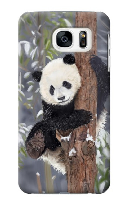 W3793 Cute Baby Panda Snow Painting Funda Carcasa Case y Caso Del Tirón Funda para Samsung Galaxy S7