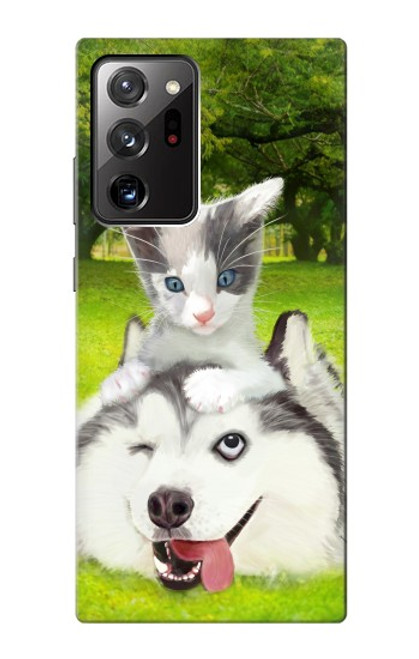 W3795 Grumpy Kitten Cat Playful Siberian Husky Dog Paint Funda Carcasa Case y Caso Del Tirón Funda para Samsung Galaxy Note 20 Ultra, Ultra 5G