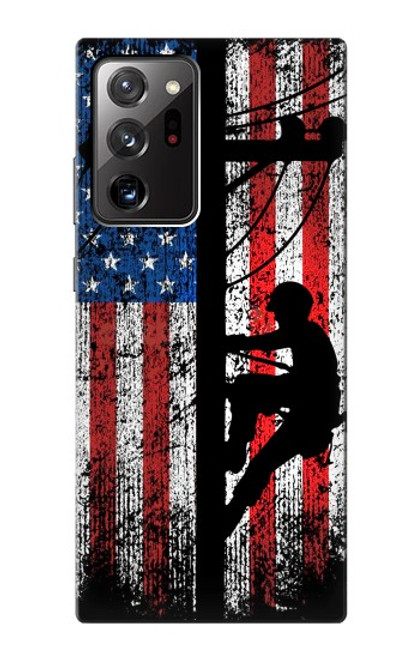 W3803 Electrician Lineman American Flag Funda Carcasa Case y Caso Del Tirón Funda para Samsung Galaxy Note 20 Ultra, Ultra 5G