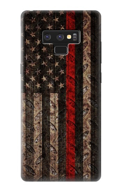 W3804 Fire Fighter Metal Red Line Flag Graphic Funda Carcasa Case y Caso Del Tirón Funda para Note 9 Samsung Galaxy Note9