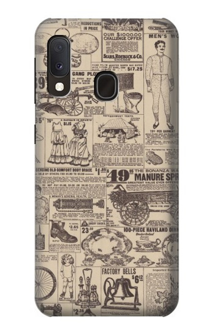 W3819 Retro Vintage Paper Funda Carcasa Case y Caso Del Tirón Funda para Samsung Galaxy A20e