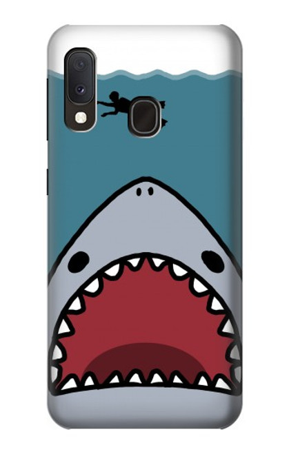 W3825 Cartoon Shark Sea Diving Funda Carcasa Case y Caso Del Tirón Funda para Samsung Galaxy A20e