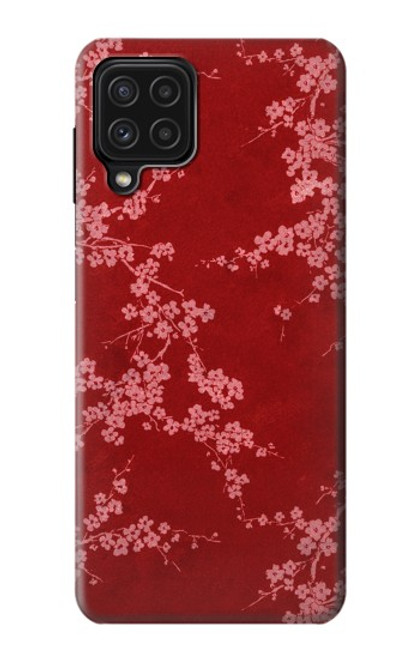 W3817 Red Floral Cherry blossom Pattern Funda Carcasa Case y Caso Del Tirón Funda para Samsung Galaxy A22 4G