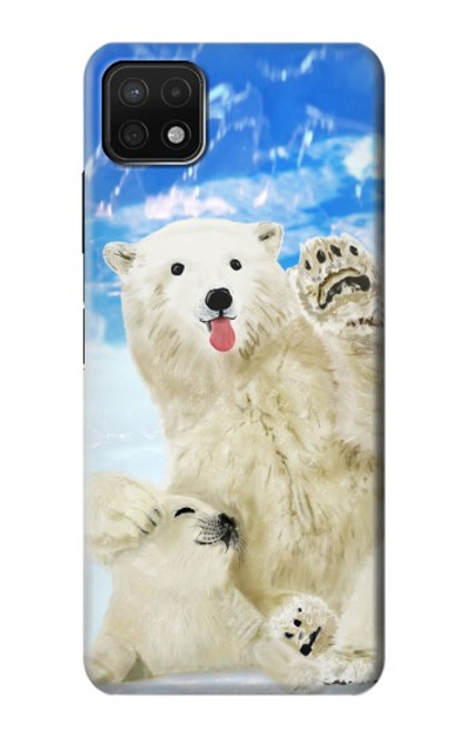 W3794 Arctic Polar Bear in Love with Seal Paint Funda Carcasa Case y Caso Del Tirón Funda para Samsung Galaxy A22 5G