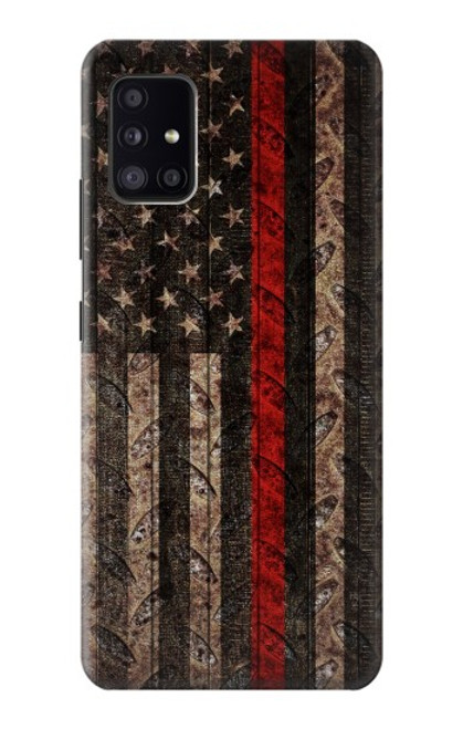 W3804 Fire Fighter Metal Red Line Flag Graphic Funda Carcasa Case y Caso Del Tirón Funda para Samsung Galaxy A41