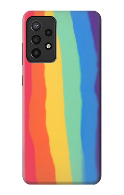 W3799 Cute Vertical Watercolor Rainbow Funda Carcasa Case y Caso Del Tirón Funda para Samsung Galaxy A72, Galaxy A72 5G