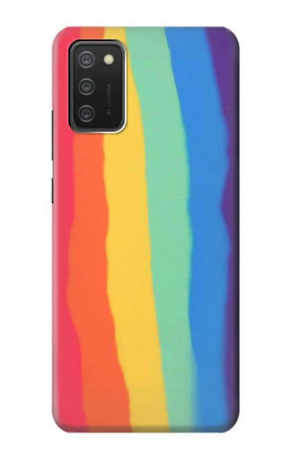W3799 Cute Vertical Watercolor Rainbow Funda Carcasa Case y Caso Del Tirón Funda para Samsung Galaxy A03S