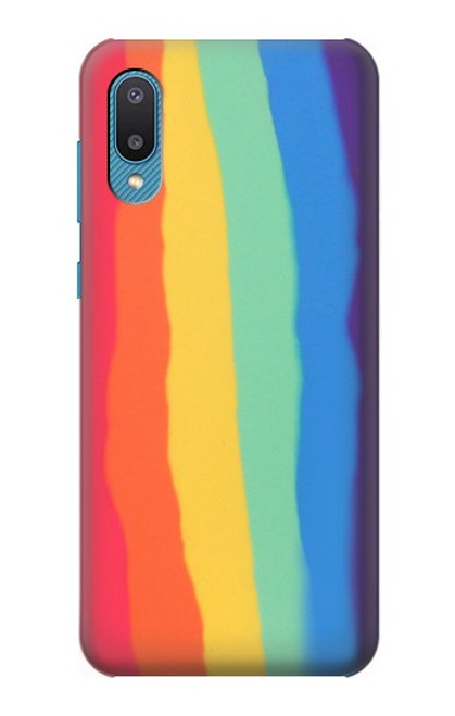 W3799 Cute Vertical Watercolor Rainbow Funda Carcasa Case y Caso Del Tirón Funda para Samsung Galaxy A04, Galaxy A02, M02