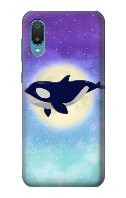 W3807 Killer Whale Orca Moon Pastel Fantasy Funda Carcasa Case y Caso Del Tirón Funda para Samsung Galaxy A04, Galaxy A02, M02